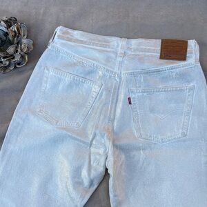 NEW Levi's 501 90’s Premium Silver Coat Shimmering White Denim Jeans W29 L30